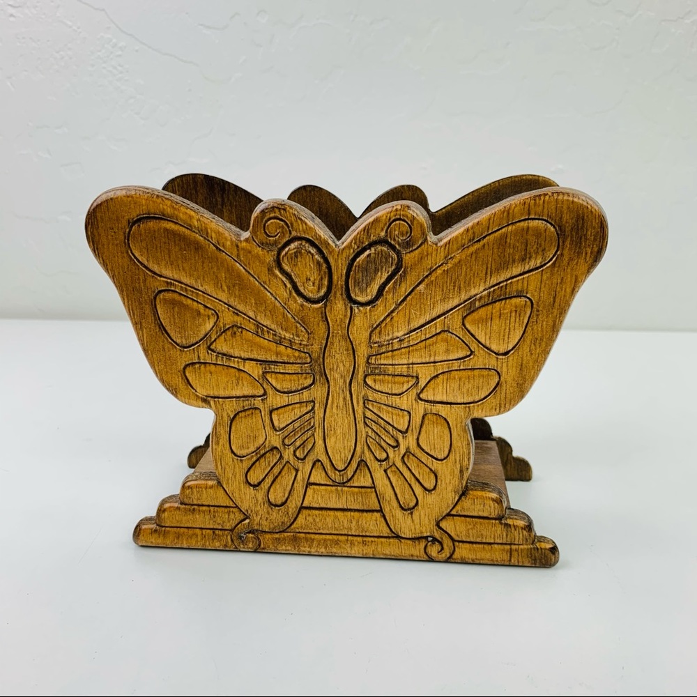 VTG wooden Butterfly Napkin Holder